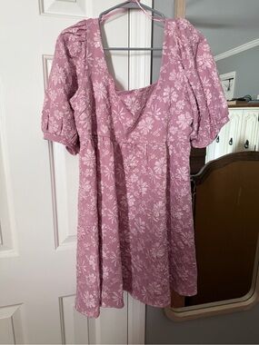Women’s Pink Floral Square-Neck Mini Dress